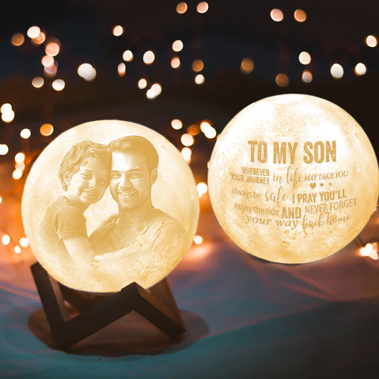 Personalized Moon Lamp To My Son - Gifts for Son Birthday - Custom 3d Photo Moon Lamp
