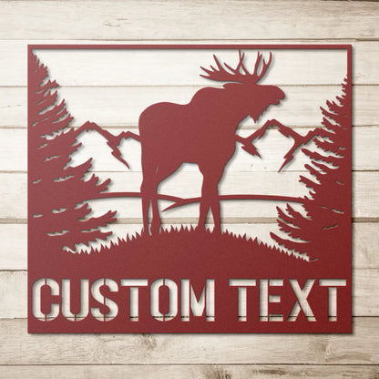 Personalized Moose Metal Wall Art - Custom Elk Sign With Name - Farm House Decor