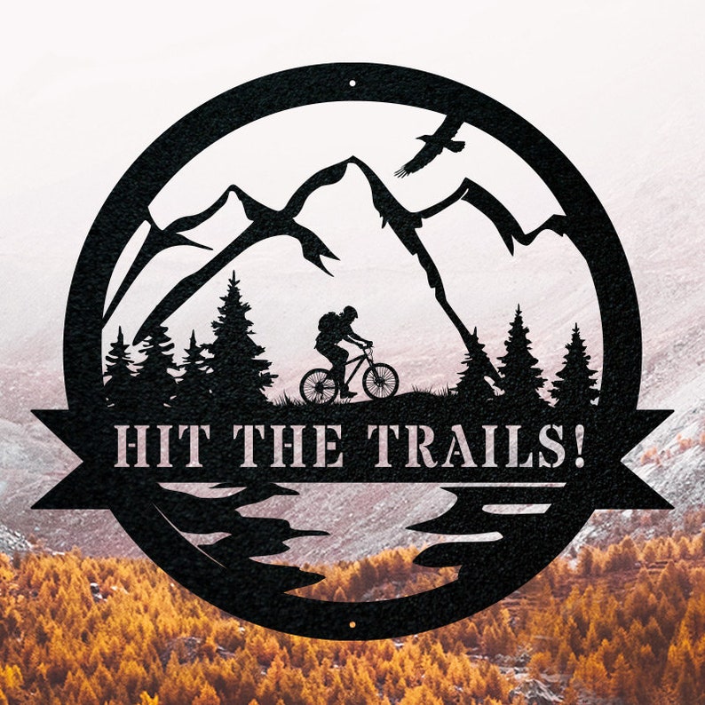 Personalized Mountain Biking Sign - Custom Cut Metal Sign - Outdoor De ...