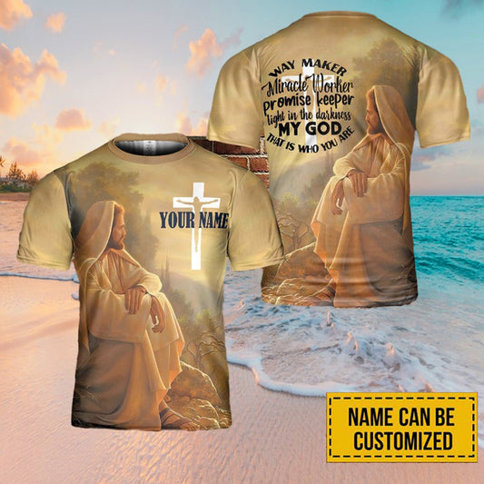 Personalized Name Way Maker Miracle Worker Jesus 3D Printed T Shirts