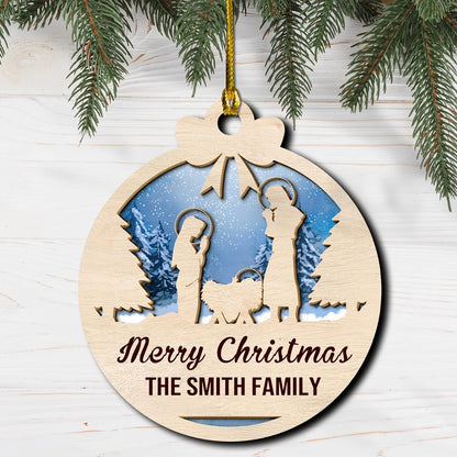 Personalized Nativity Christmas Wood Layered Ornaments - Personalized Ornaments for Christmas Tree Decorations