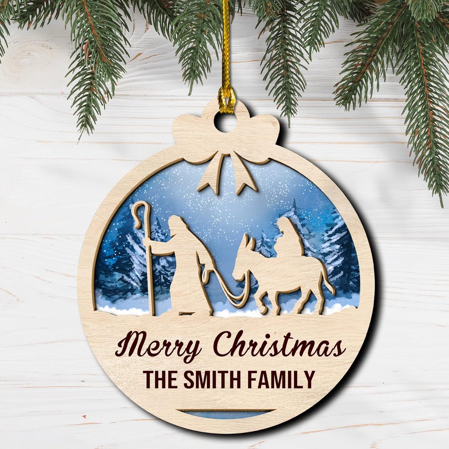 Personalized Nativity Scene Christmas Wood Layered Ornaments - Personalized Ornaments for Christmas Tree Decorations