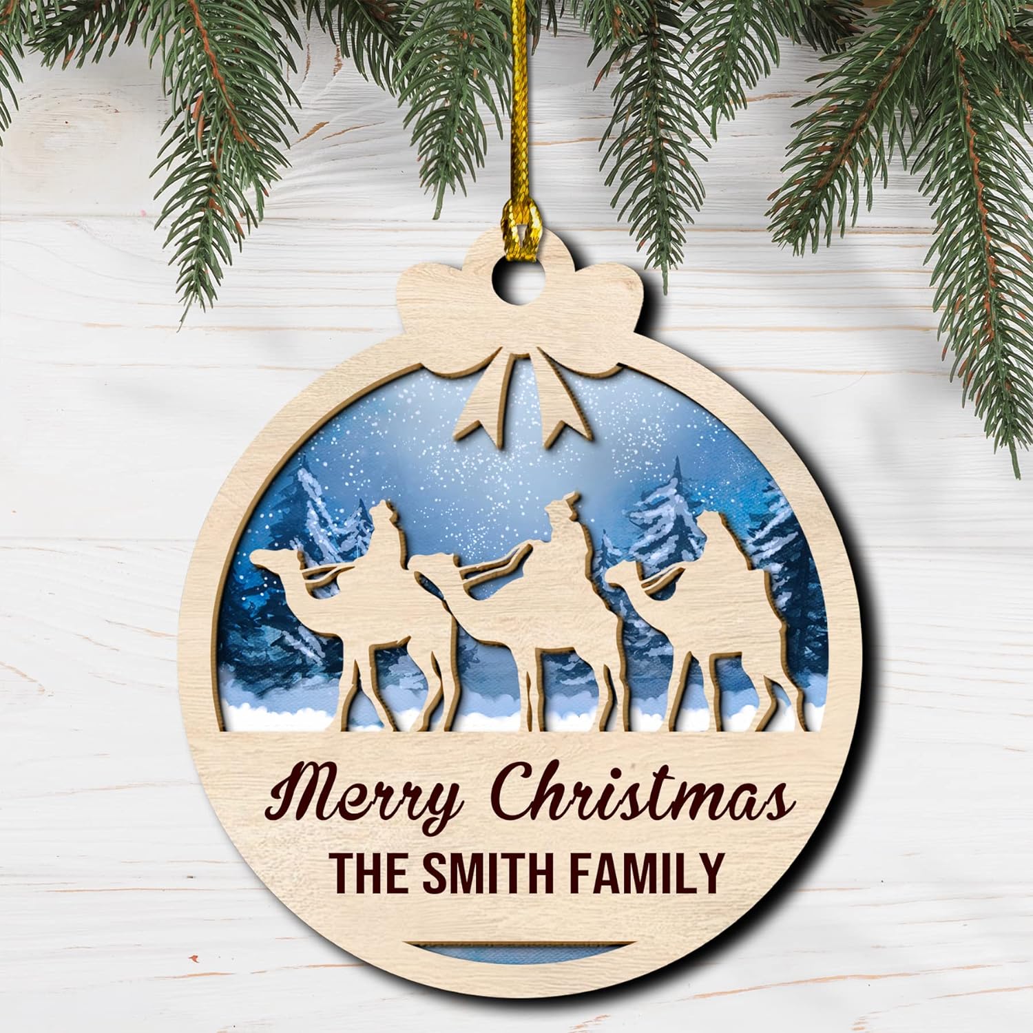 Personalized Nativity Scene Wood Layered Ornaments - Personalized Ornaments for Christmas Tree Decorations