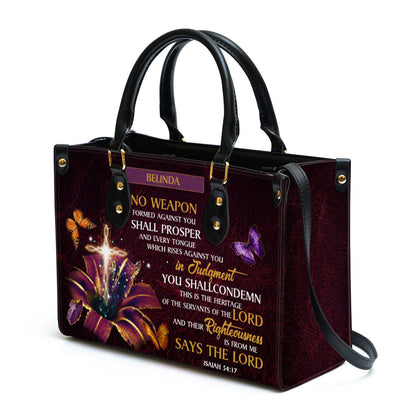 Personalized No Weapon Formed Against You Shall Prosper Leather Bag - Christian Pu Leather Bags For Women