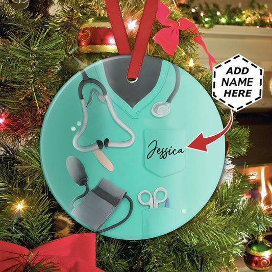Personalized Nurse Uniform Ceramic Circle Ornament - Decorative Ornament - Christmas Ornament