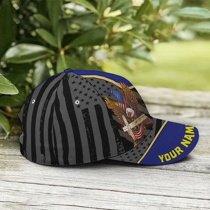 Personalized Patriotic American Eagle With Cross Baseball Cap