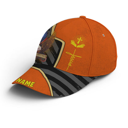 Personalized Patriotic American Eagle With Cross Baseball Cap