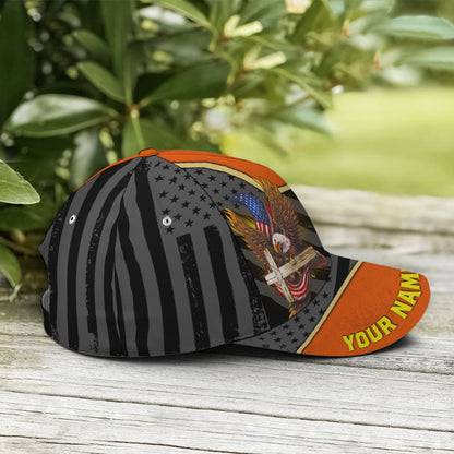 Personalized Patriotic American Eagle With Cross Baseball Cap