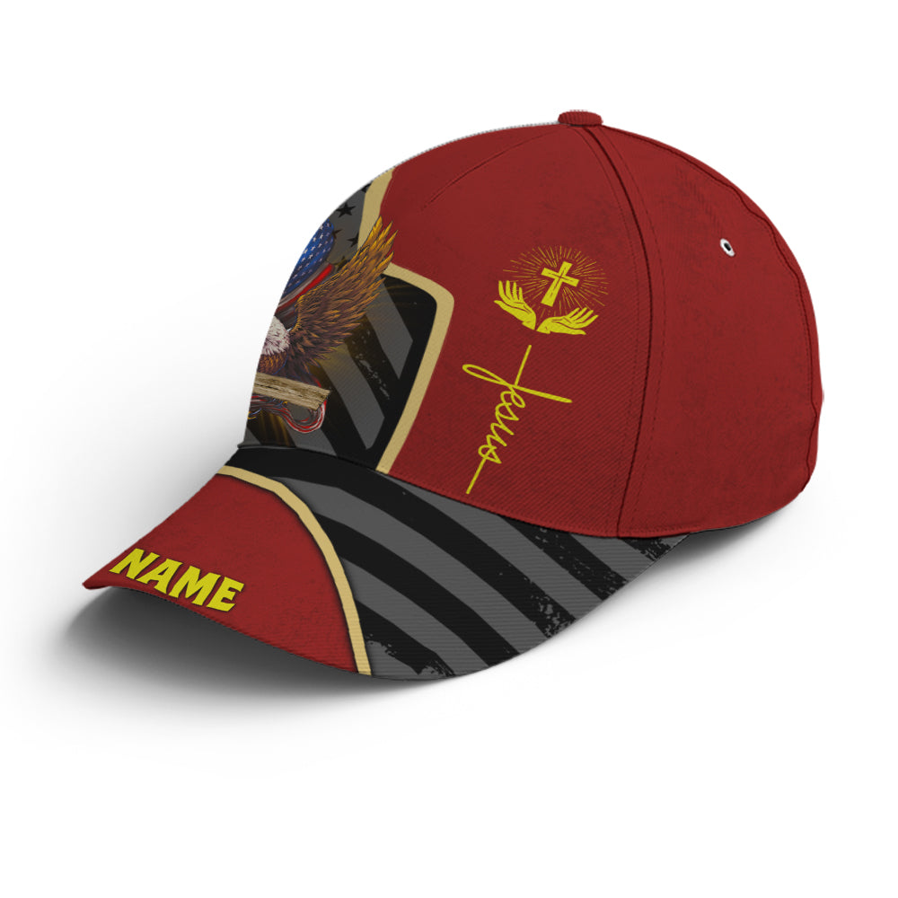 Personalized Patriotic American Eagle With Cross Baseball Cap