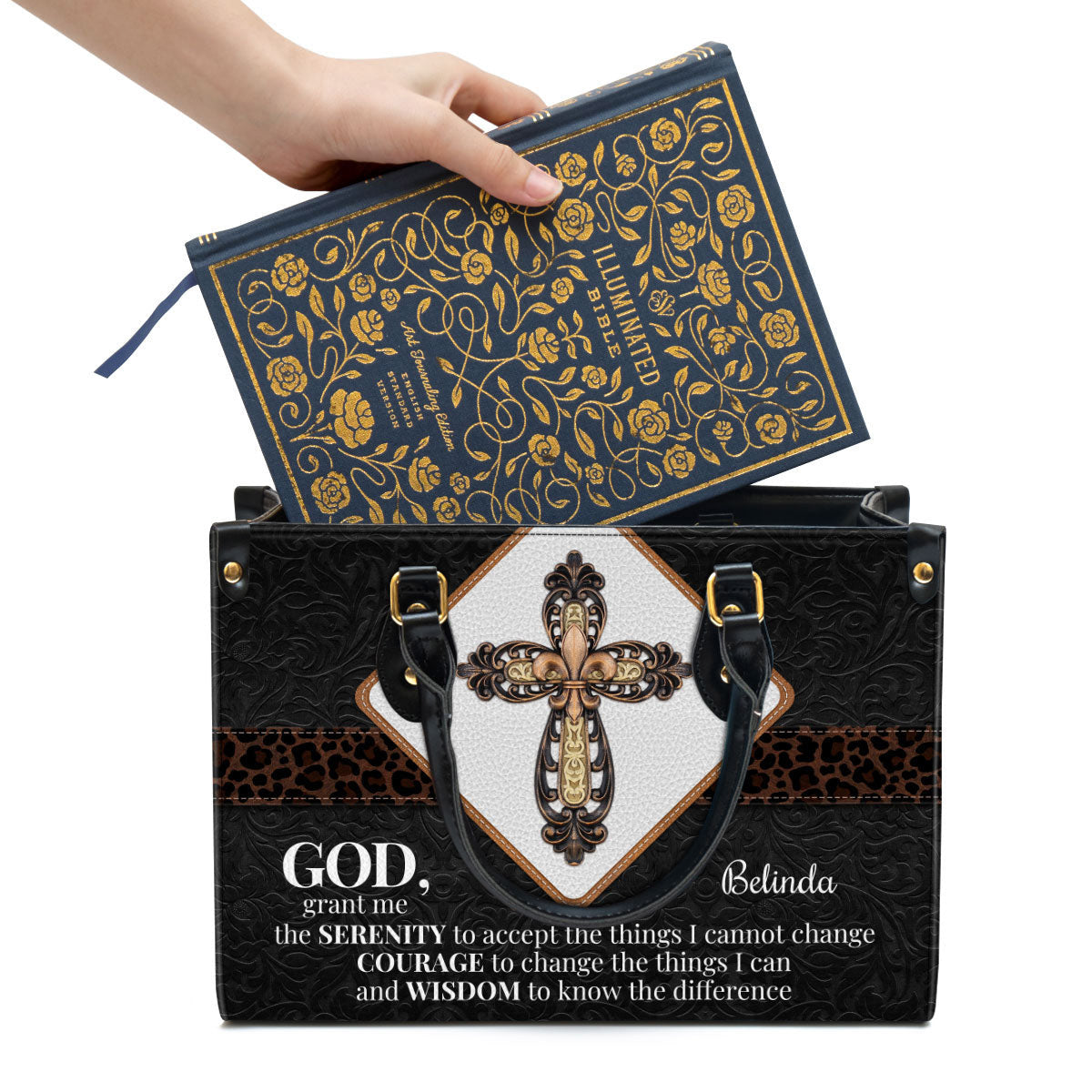 Personalized Leather Bag - God Grant Me The Serenity To Accept The Things I Cannot Change Leather Bag - Christian Pu Leather Bags For Women