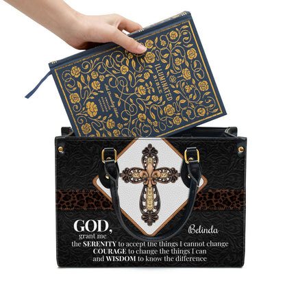 Personalized Leather Bag - God Grant Me The Serenity To Accept The Things I Cannot Change Leather Bag - Christian Pu Leather Bags For Women