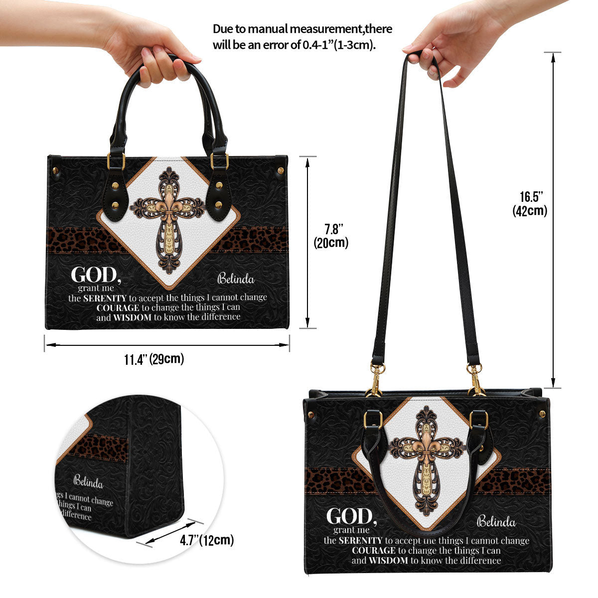 Personalized Leather Bag - God Grant Me The Serenity To Accept The Things I Cannot Change Leather Bag - Christian Pu Leather Bags For Women