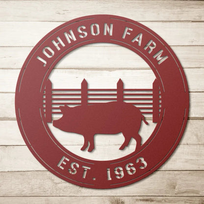 Personalized Pig Farmhouse Metal Wall Art - Custom Pig Welcome Sign Decor - Farm House Decor