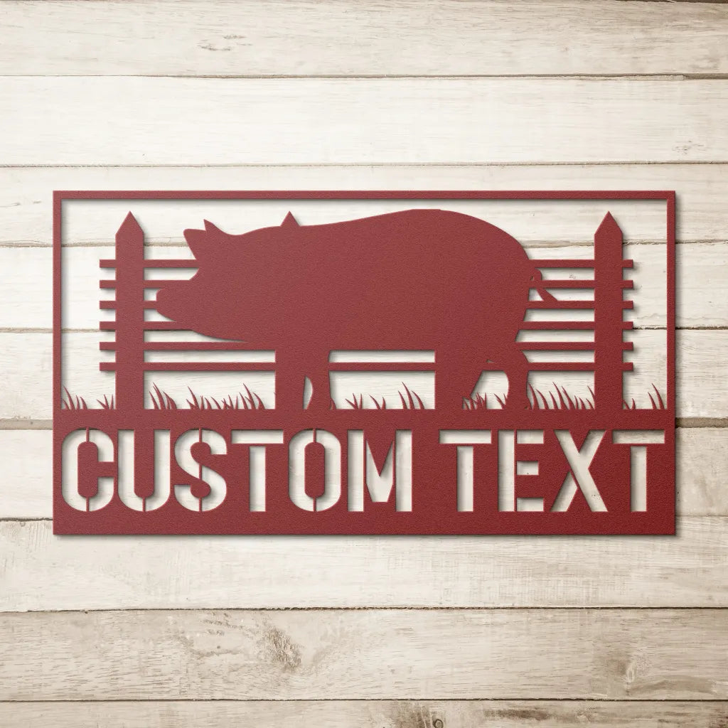 Personalized Pig Metal Wall Art - Custom Pig Farm Metal Welcome Sign - Farm House Decor