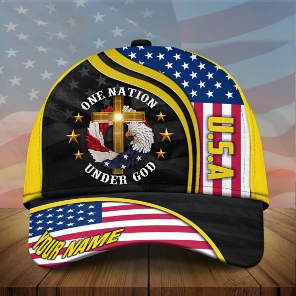 Personalized Premium Eagle Usa Baseball Cap One Nation Under God 3D Printed Classic Hat Multicolor