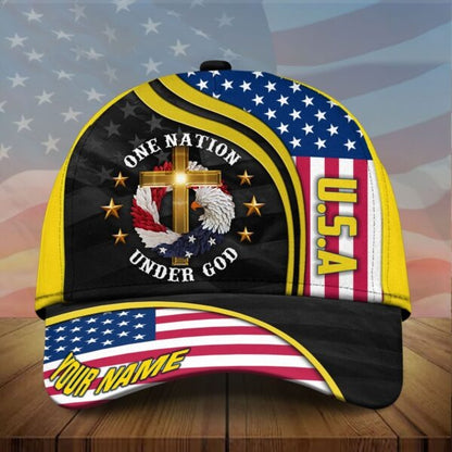 Personalized Premium Eagle Usa Baseball Cap One Nation Under God 3D Printed Classic Hat Multicolor