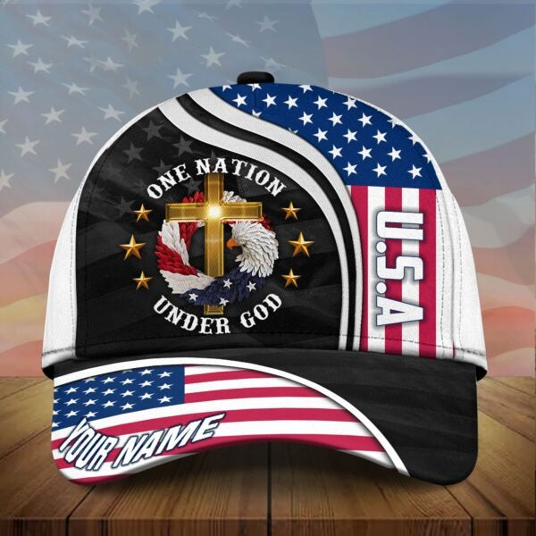 Personalized Premium Eagle Usa Baseball Cap One Nation Under God 3D Printed Classic Hat Multicolor