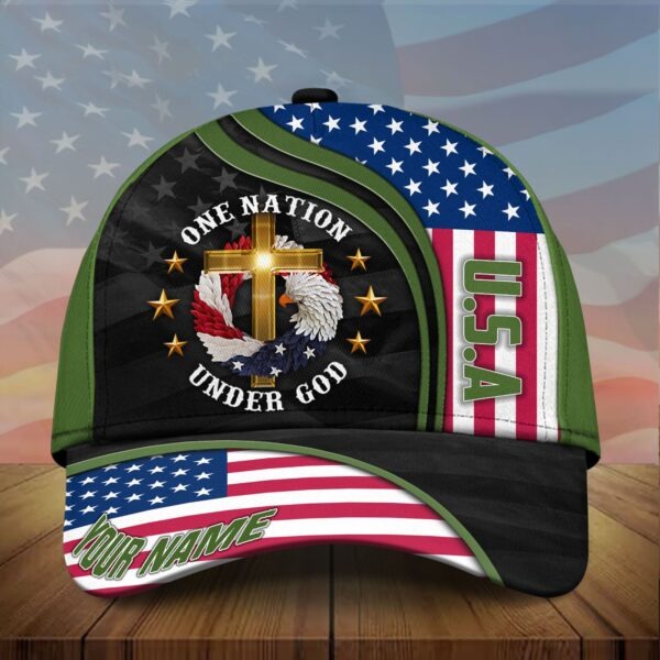 Personalized Premium Eagle Usa Baseball Cap One Nation Under God 3D Printed Classic Hat Multicolor
