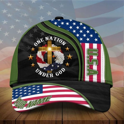 Personalized Premium Eagle Usa Baseball Cap One Nation Under God 3D Printed Classic Hat Multicolor