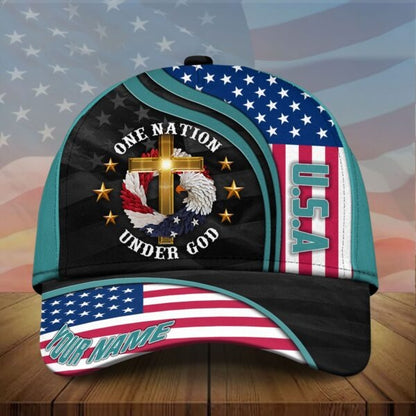 Personalized Premium Eagle Usa Baseball Cap One Nation Under God 3D Printed Classic Hat Multicolor
