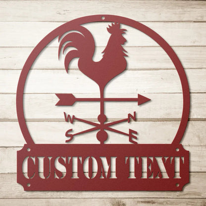 Personalized Rooster Metal Sign - Custom Farm House Wall Decor - Farm House Decor