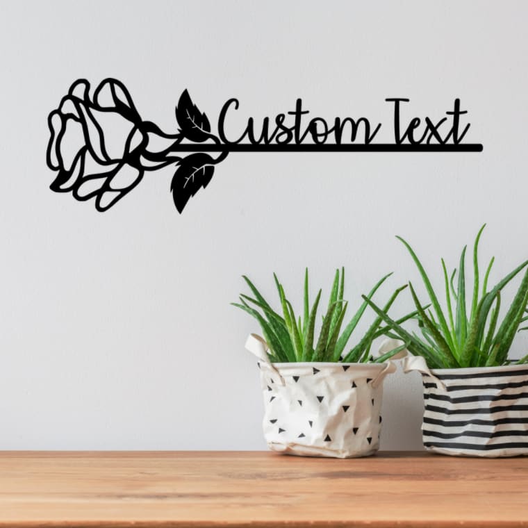 Personalized Rose Name Metal Sign - Wall Decor Metal Art - Metal Signs For Home