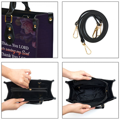 Personalized Thank You Lord For Saving My Soul Leather Bag - Christian Pu Leather Bags For Women