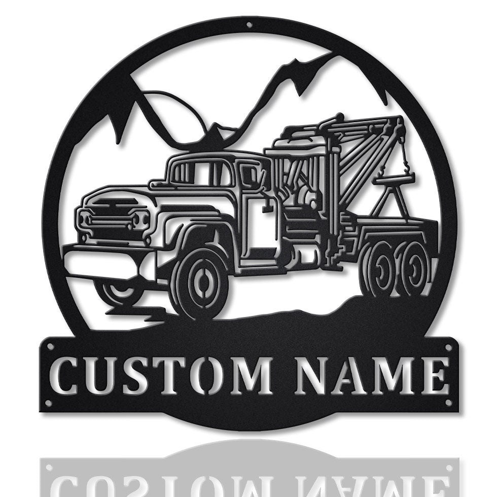 Personalized Tow Truck Metal Sign - Custom Tow Truck Metal Wall Art - Metal Decor Wall Art
