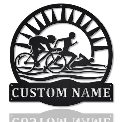 Personalized Triathlon Metal Sign - Custom Triathlon Sport Metal Wall Art - Hobbie Gifts  Sport Gift  Birthday Gift