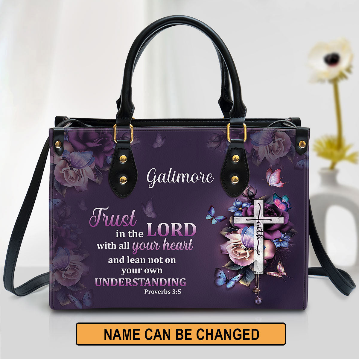Personalized Trust In The Lord With All Your Heart Leather Bag - Christian Pu Leather Bags For Women