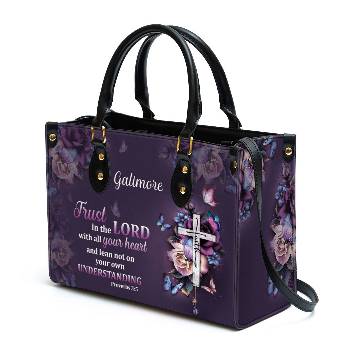 Personalized Trust In The Lord With All Your Heart Leather Bag - Christian Pu Leather Bags For Women
