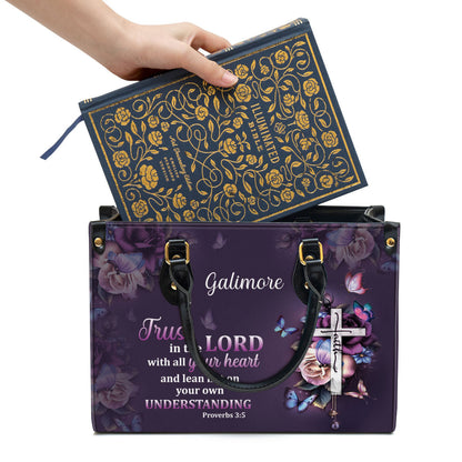 Personalized Trust In The Lord With All Your Heart Leather Bag - Christian Pu Leather Bags For Women