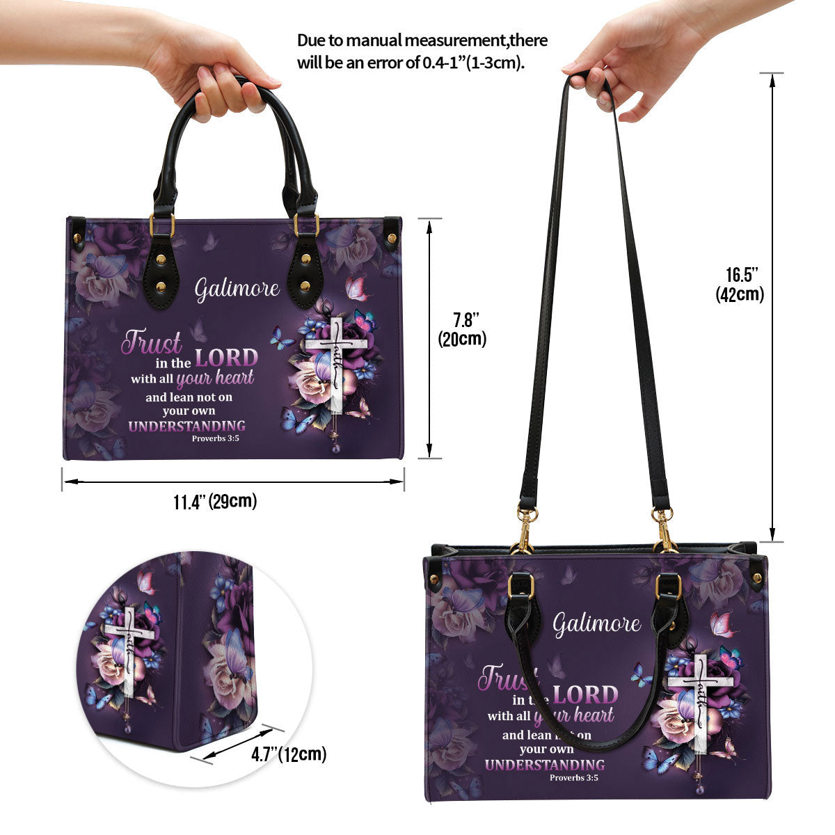 Personalized Trust In The Lord With All Your Heart Leather Bag - Christian Pu Leather Bags For Women