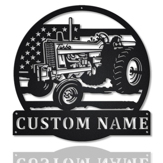 Personalized USA Farm Tractor Metal Sign - Custom USA Farm Tractor Metal Wall Art - Farmer Gift