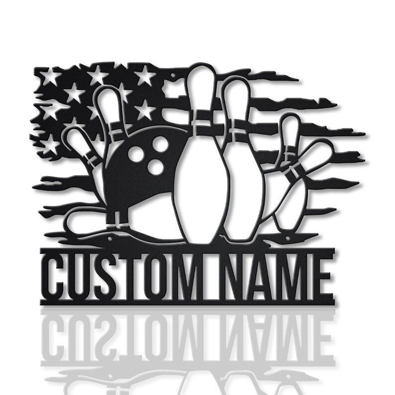 Personalized US Bowling Metal Sign - Custom Bowling Metal Wall Art - Sport Gifts - Metal Decor Wall Art