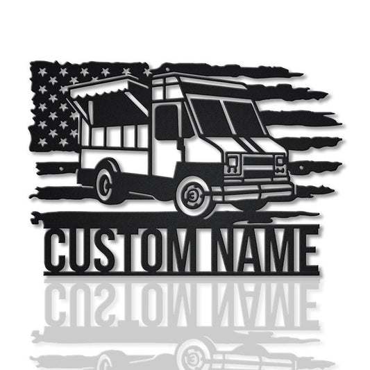 Personalized US Food Truck Metal Sign - Custom Food Truck Metal Sign - Food Truck Sign - Ice Cream Trucks Decor