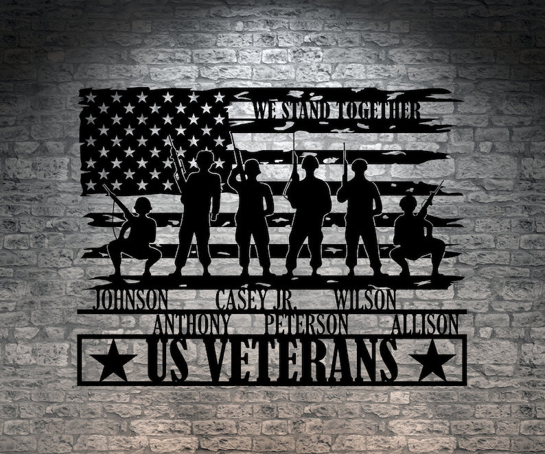 Personalized US Veteran Metal Sign - Veteran Army Metal Wall Sign - Metal Sign For US Veteran - Custom US Veteran Metal Sign Wall Decor