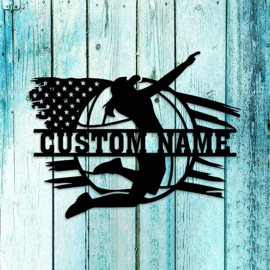 Personalized US Volleyball Metal Sign - Gift for Girls - Sports Decor - Sport Metal Wall Art