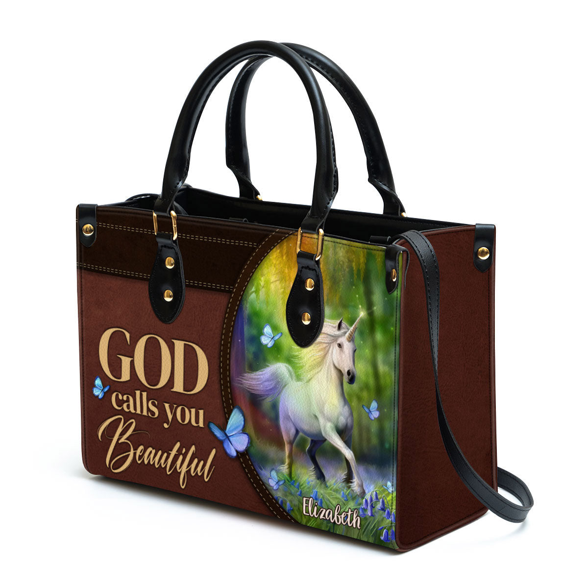 Personalized Unicorn God Calls You Beautiful Leather Bag - Christian Pu Leather Bags For Women