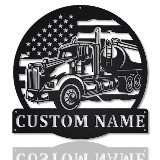 Personalized Us Tanker Truck Metal Sign - Custom Us Tanker Truck Metal Wall Art - Metal Decor Wall Art