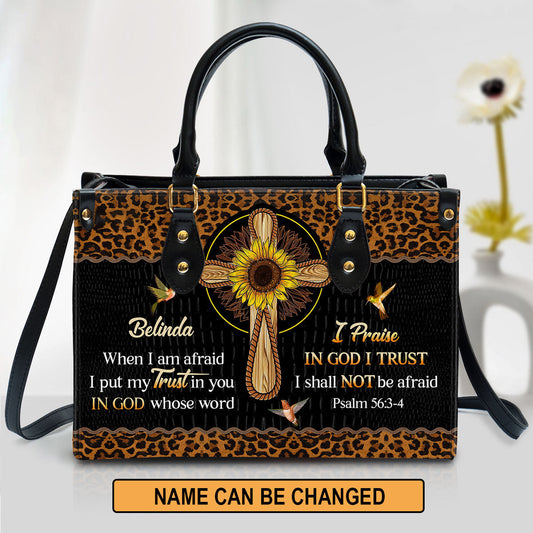 Personalized When I Am Afraid I Put My Trust In You Leather Bag - Christian Pu Leather Bags For Women