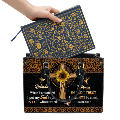 Personalized When I Am Afraid I Put My Trust In You Leather Bag - Christian Pu Leather Bags For Women