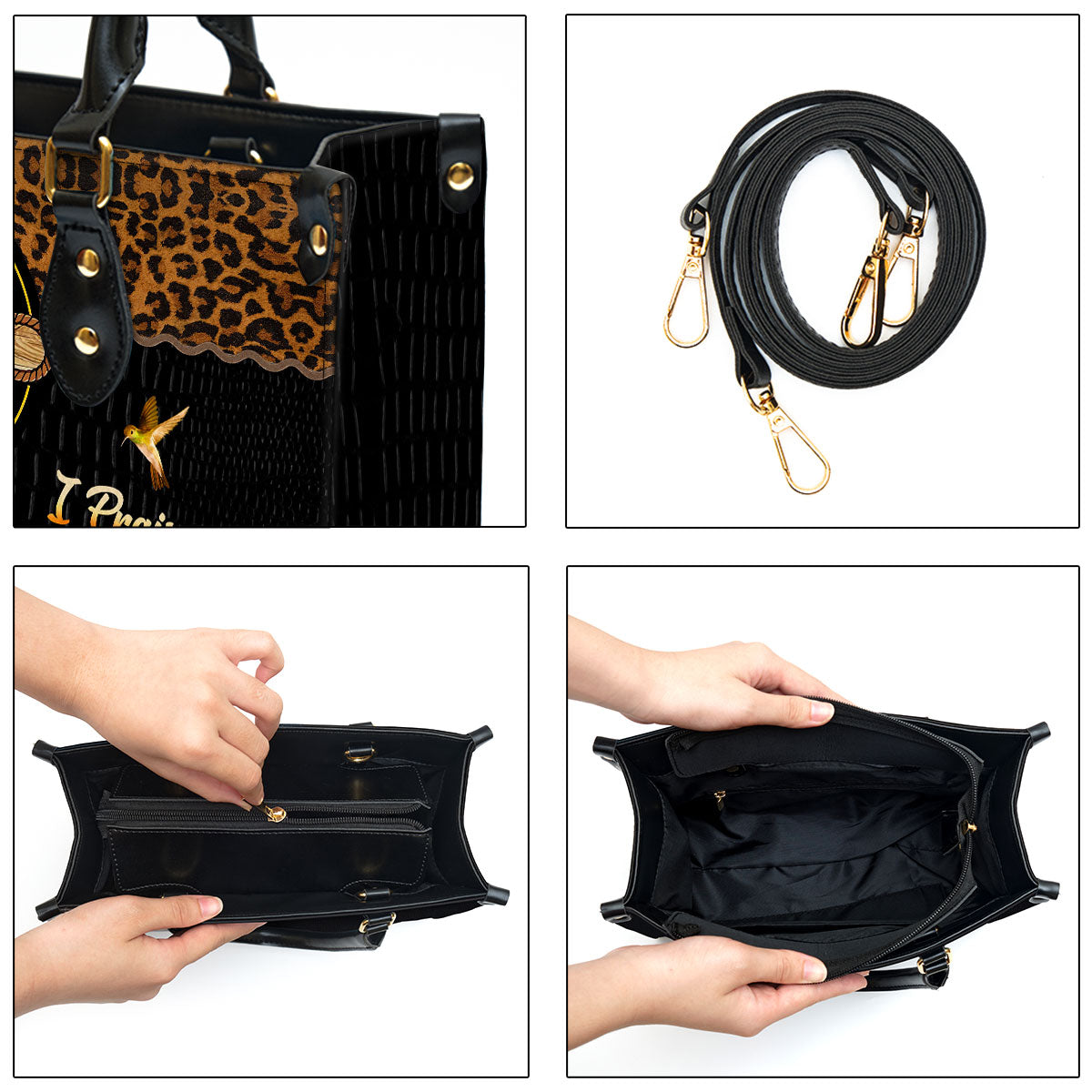 Personalized When I Am Afraid I Put My Trust In You Leather Bag - Christian Pu Leather Bags For Women