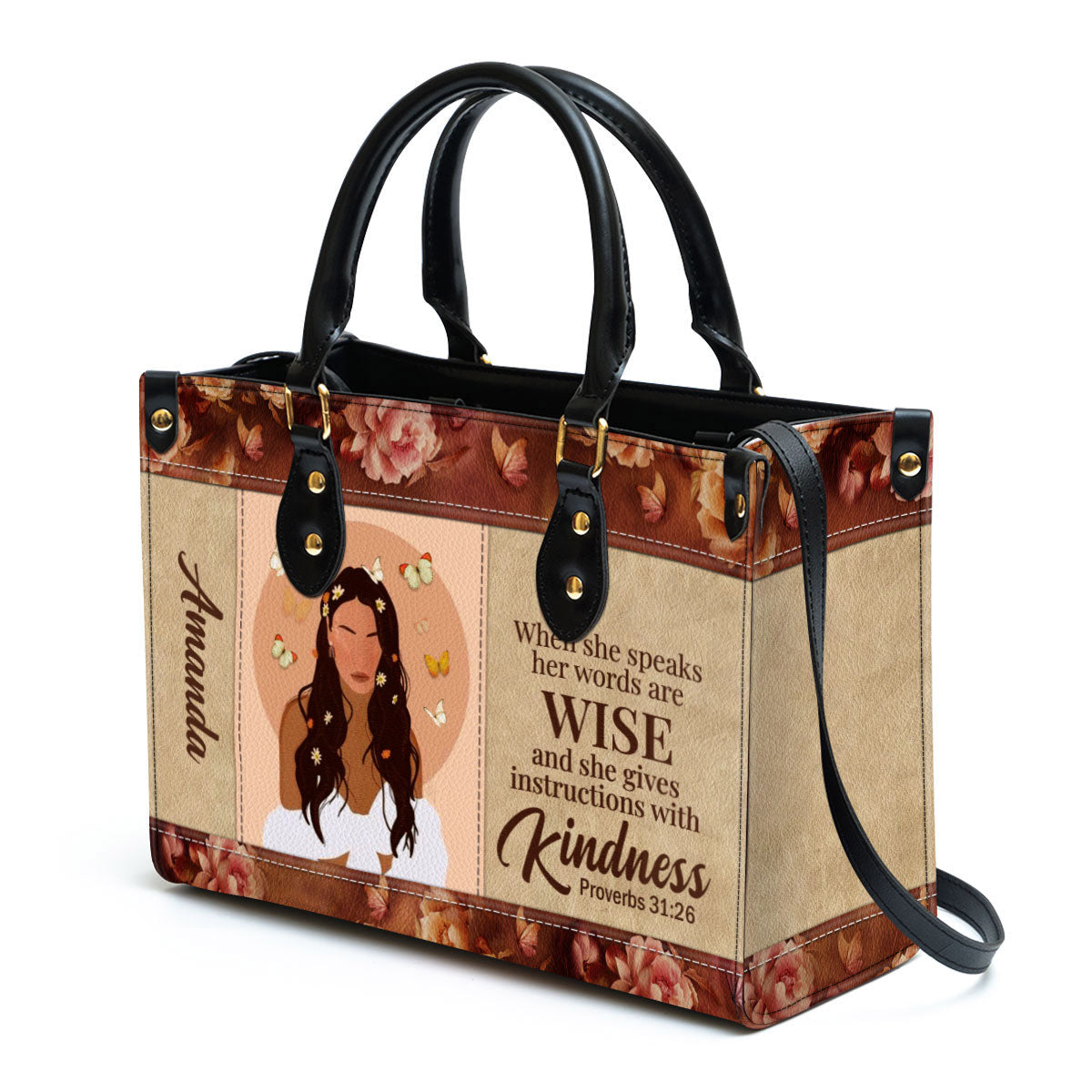 Personalized When She Speaks Her Words Are Wise Leather Bag - Christian Pu Leather Bags For Women