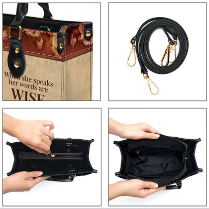 Personalized When She Speaks Her Words Are Wise Leather Bag - Christian Pu Leather Bags For Women
