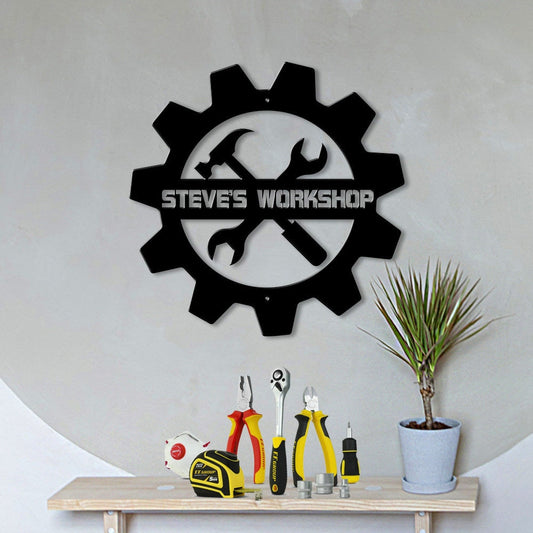 Personalized Workshop Metal Wall Art Sign - Work Shop Metal Sign - Work Shop Wall Art - Garage Wall Art Sign