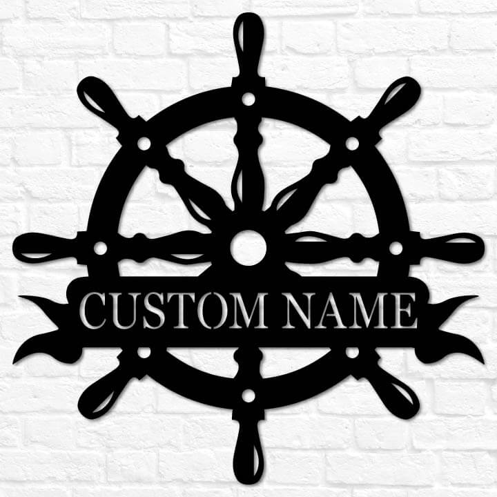 Personalized Yacht Wheel Metal Sign - Wall Decor Metal Art - Metal Signs For Home