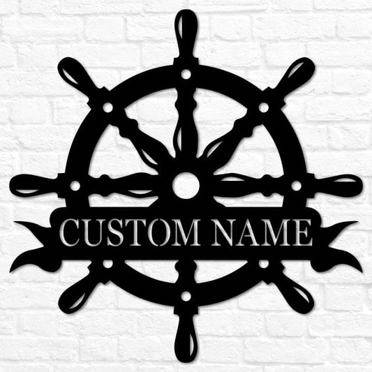 Personalized Yacht Wheel Metal Sign - Wall Decor Metal Art - Metal Signs For Home