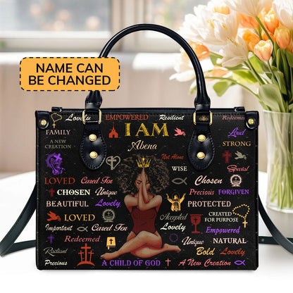 Personalized Zippered Leather Handbag With Handle Religious Gift For Worship Friends Child Of God
