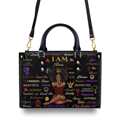 Personalized Zippered Leather Handbag With Handle Religious Gift For Worship Friends Child Of God